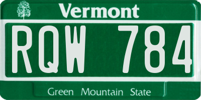VT license plate RQW784