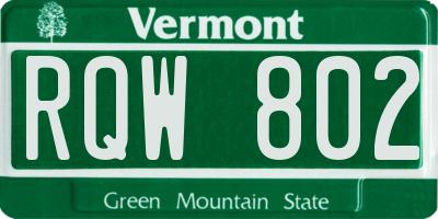 VT license plate RQW802