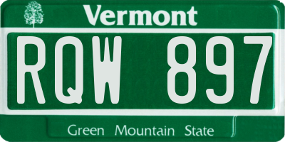 VT license plate RQW897