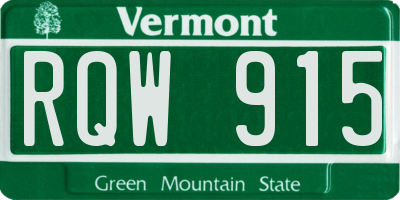 VT license plate RQW915