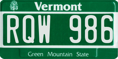 VT license plate RQW986