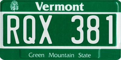 VT license plate RQX381