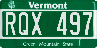 VT license plate RQX497