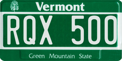 VT license plate RQX500