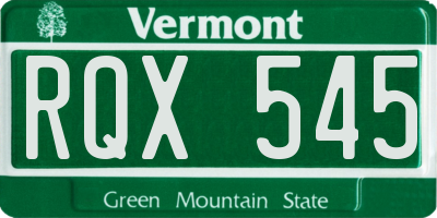 VT license plate RQX545