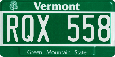 VT license plate RQX558