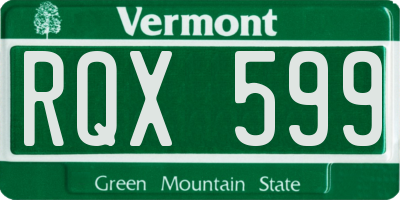 VT license plate RQX599