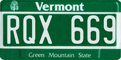 VT license plate RQX669