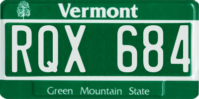 VT license plate RQX684
