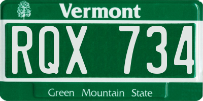 VT license plate RQX734