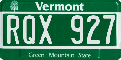 VT license plate RQX927