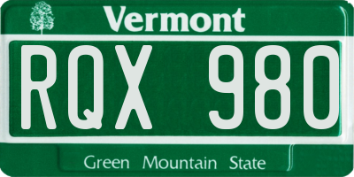 VT license plate RQX980