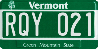 VT license plate RQY021
