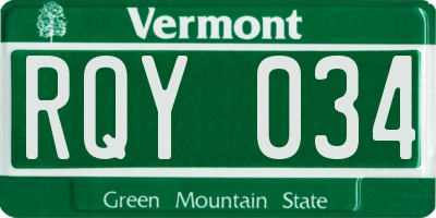 VT license plate RQY034