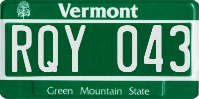 VT license plate RQY043