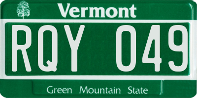 VT license plate RQY049