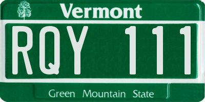 VT license plate RQY111