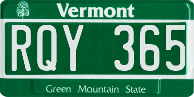 VT license plate RQY365