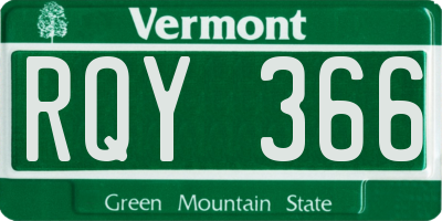 VT license plate RQY366