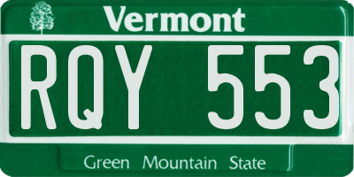 VT license plate RQY553