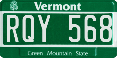 VT license plate RQY568