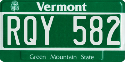 VT license plate RQY582