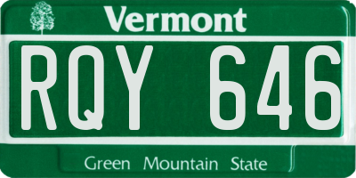 VT license plate RQY646