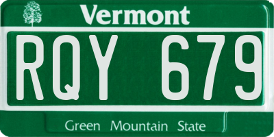 VT license plate RQY679