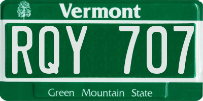 VT license plate RQY707