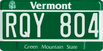VT license plate RQY804