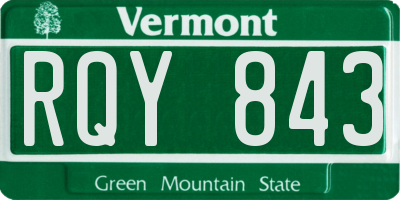 VT license plate RQY843