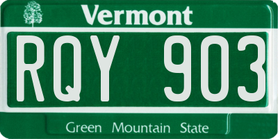 VT license plate RQY903