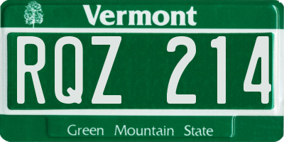 VT license plate RQZ214