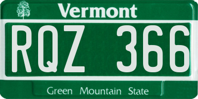 VT license plate RQZ366