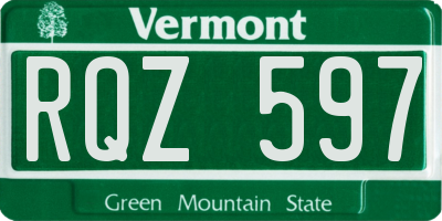 VT license plate RQZ597