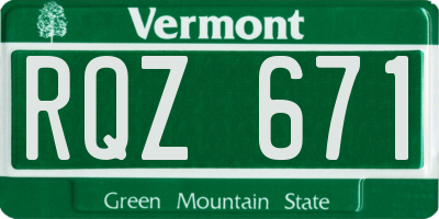 VT license plate RQZ671