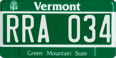 VT license plate RRA034