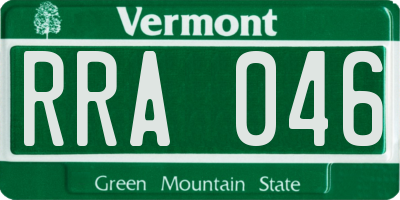 VT license plate RRA046