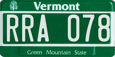 VT license plate RRA078