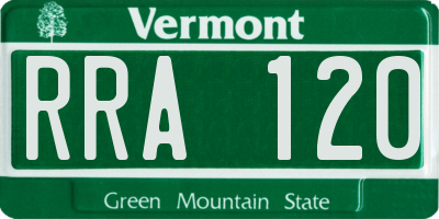 VT license plate RRA120