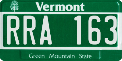 VT license plate RRA163