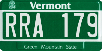 VT license plate RRA179