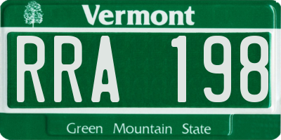 VT license plate RRA198