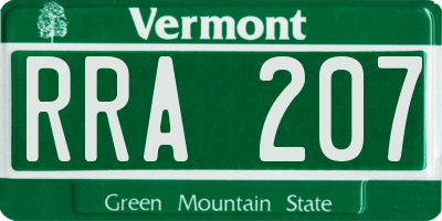 VT license plate RRA207