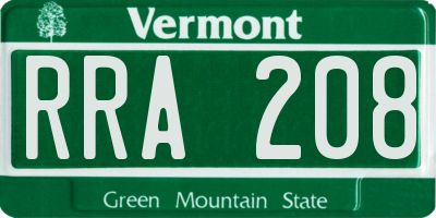 VT license plate RRA208