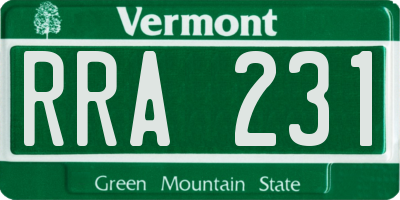 VT license plate RRA231