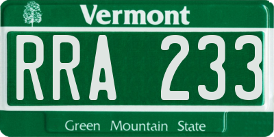 VT license plate RRA233