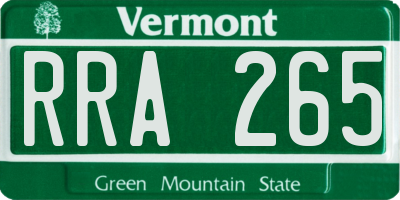 VT license plate RRA265