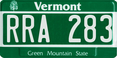 VT license plate RRA283