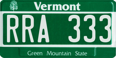VT license plate RRA333